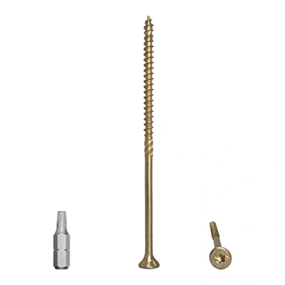 Afbeelding van 150 stuks universeel geel verzinkt staal 5,0 x 120 mm houtschroeven, torx kop, verzonken spaanplaatschroeven (150, mm)