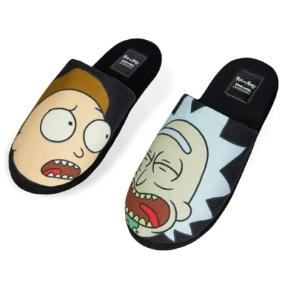Afbeelding van RICK AND MORTY Herenpantoffels Indoor House Schoenen Tieners Heren Sliders Maat 7 12 Antislip Lounge Wear Geschenken voor hem, Meerkleurig, 9/10 UK