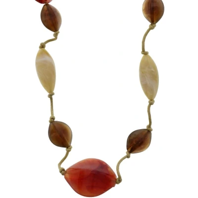 Afbeelding van Behave Lange ketting bruin met beige kralen