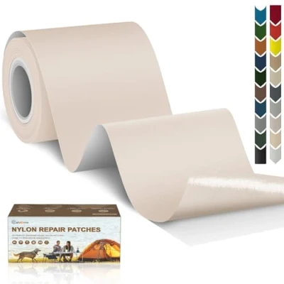 Afbeelding van Cahomo nylon reparatiepatches, 7,6 x 200 cm, zelfklevend, waterdichte reparatiepatch, patches, voor jassen, tenten bovenkleding, beige