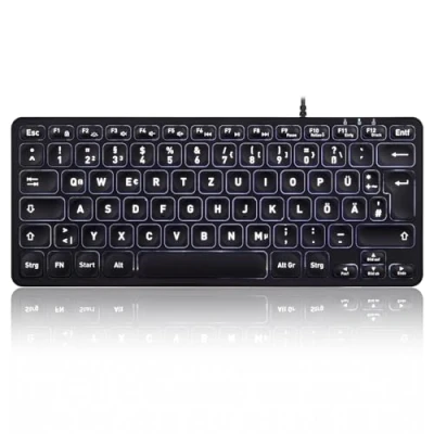 Afbeelding van Perixx PERIBOARD 332B DE Mini Tastatur USB kabelgebunden Hintergrundbeleuchtung Toetsenbord