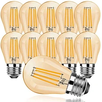 Afbeelding van ProCrus E27 vintage led gloeilamp, G45 4 W Edison ledlamp, 2700 K warm wit, 360 lm lichtbron vervanging voor 30 niet dimbaar, amber energieklasse F, 10 stuks
