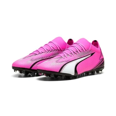 Afbeelding van Puma Ultra Match MG Voetbalschoenen met kunststof noppen, Heren, Maat: 45, Poison pink/white/black Textiel/ synthetisch