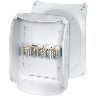 Afbeelding van Hensel enycase kabeldoos 6 25mm2 grijs ral7035 295x225x122mm 5 polig met aftakklemmen hoofdleiding ip66 dk3525s