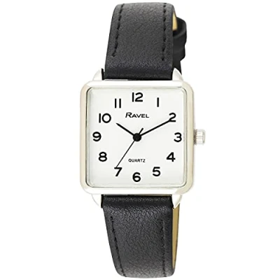 Afbeelding van Ravel Dames klassiek vierkant dagelijks horloge met duidelijke nummers Analoge Kwarts R0139.02.2 zwart/zilverkleurig