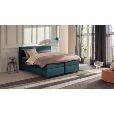 Afbeelding van Karlsson Boxspring Autentik Tunn vlak met gestoffeerd matras 160 x 200 cm teal