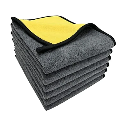 Afbeelding van VAIYNWOM Set van 6 Microvezeldoeken, Auto Onderhoud, Polijstdoek, Zeer Zachte 550GSM, Pluisvrij, Voor Het Reinigen Auto, Motorfiets, Binnenreiniging, 30x40CM(±1cm), Geel