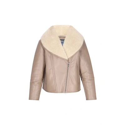 Afbeelding van Dreimaster Leren jas, Dames, Maat: 34, Taupe