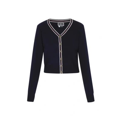 Afbeelding van DreiMaster Maritim Gebreid vest navy / wit