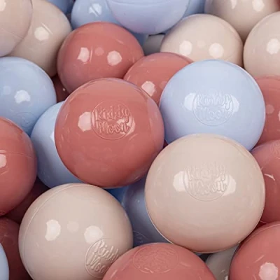 Afbeelding van KiddyMoon 100 Ballen ∅ 7Cm Kinderballen Speelballen Voor Ballenbad Baby Plastic Made In Eu, Pastel Beige Blauw Zalm Roze