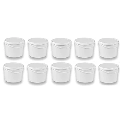 Afbeelding van Silplast 10 x liter emmer met deksel, wit, stuks, stapelbare melk /voorraademmer, honingemmer, kunststof emmer, voedselvrijgave, voedselveilige container, lege voor meel, wateremmer