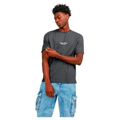 Afbeelding van Jack &amp; Jones Jorvesterbro TEE Tshirt basic, Heren, Maat: Large, Iron gate