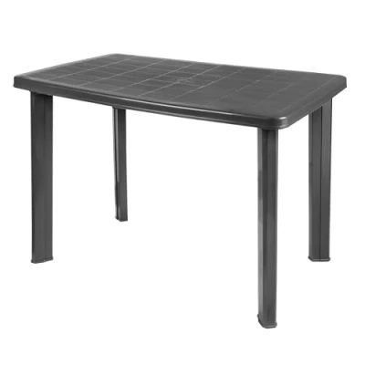 Afbeelding van Spetebo Kunststof tuintafel 100 x 72 cm antraciet campingtafel rechthoekig in klassiek design balkontafel terrastafel Oudoor voor buiten