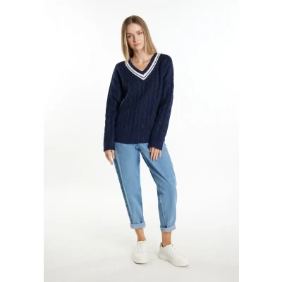 Afbeelding van DREIMASTER maritim Dames Gebreide Trui XS/S / Marine Off White 35% Polyacryl 25% Polyester 22% Gerecycled 15% Nylon 3%