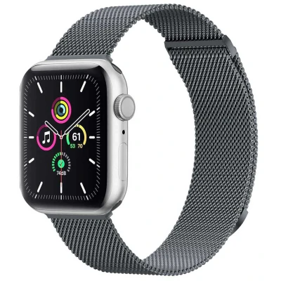 Afbeelding van Apple Watch bandje Milanees Donkergrijs Geschikt voor Series1/2/3/4/5/6/7/8/9/10/SE (38/40/41 mm) Series 10 (42 Maat S