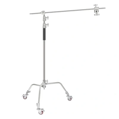Afbeelding van NEEWER Pro 100% metalen C standaard met wielen, max. hoogte 330 cm verstelbare reflectorstandaard 120 giekarm en 3 katrollen voor fotostudio videoreflector, monolight, enz