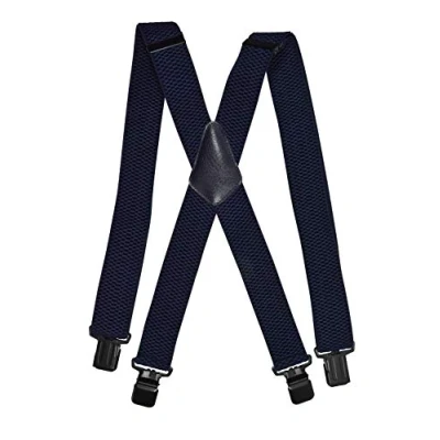 Afbeelding van Olata Heren Bretels met Extra Brede Banden, X vorm Ontwerp en Zwarte Clips 4 cm. Marineblauw