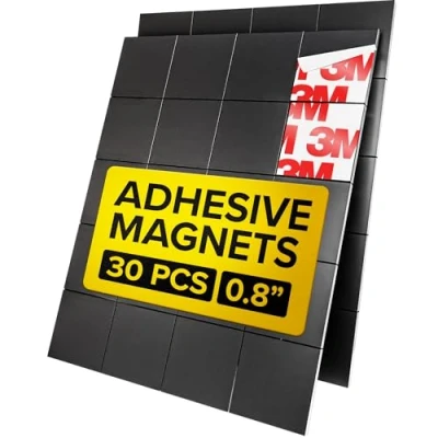 Afbeelding van magnetische vierkanten Zelfklevende (elk 4/5&quot; x 4/5&quot;) Flexibele kleverige magneten vellen verwijderen en opplakken Tape is alternatief voor