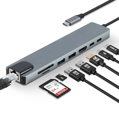 Afbeelding van USB C Hub, 8 in 1 (HDMI, Ethernet)