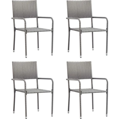 Afbeelding van vidaXL Tuinstoelen 4 st stapelbaar poly rattan grijs