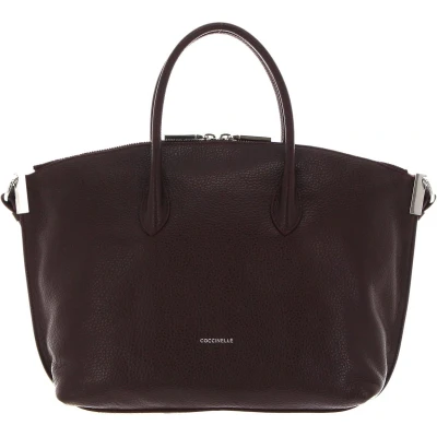 Afbeelding van COCCINELLE Leren Handtas Schoudertas Estelle Handbag Darkbrown Donkerbruin