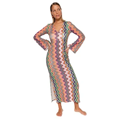 Afbeelding van Trendyol Getailleerde Maxi Gebreide Strandjurk Met Geometrisch Patroon Tbess23El00177