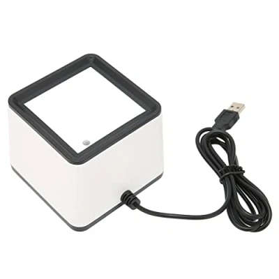 Afbeelding van Desktop Barcode Scanner, 2D 1D Qr Scanner Draagbare Multifunctionele Allround Handsfree Mobiele Betaling voor Supermarkt