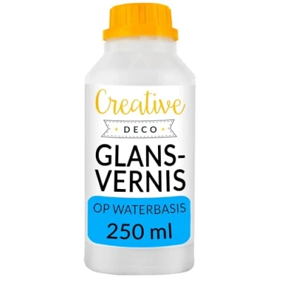 Afbeelding van Creative Deco Professionele Acryl Glanslak 250 ml Fles Afwerking op Waterbasis Permanente Kleurloze Lak Binnen en Buitengebruik Perfect voor Decoupage, Doe Het Zelf, Knutselprojecten