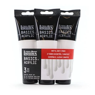 Afbeelding van Liquitex 3699393 Basics Studio acrylverf, 3 kleuren in tubes van 118 ml hoogwaardige en duurzame pigmenten, zeer dekkende kleuren, uitstekende lichtbestendigheid, waterdicht