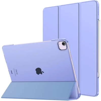 Afbeelding van MoKo for iPad Air 13 Inch Case 2024/ Pro 12.9 (6th/5th Gen 2022/2021), Slim Smart Shell Translucent Frosted Hard PC Back Cover, Support Touch ID &amp; Pencil Pro/2nd/USB C, Lavender