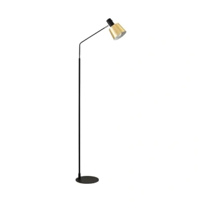 Afbeelding van Lindby vloerlamp 1licht metaal H: 143.5 cm E27 messing mat, zwart mat