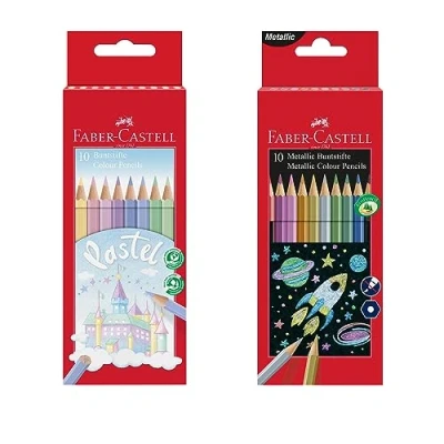 Afbeelding van Faber Castell 205068 Metallic en pastelkleurpotlodenset, 20 stuks, onbreekbaar, voor kinderen volwassenen