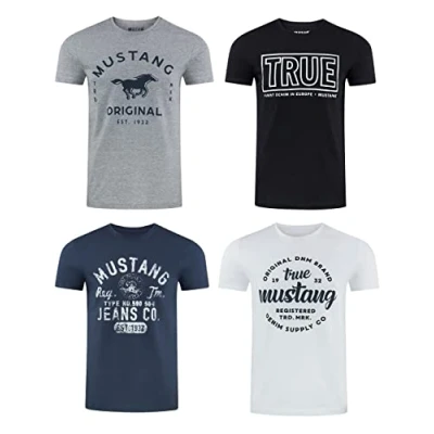 Afbeelding van Mustang ALEX C Print Tshirt print, Heren, Maat: XL, Mid grey melange