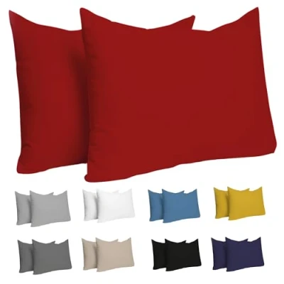 Afbeelding van Dreamzie Kussensloop (Set van 2) Rood Katoen Voor Kussens 50 x 70 cm 100% Jersey Beddengoed Dubbel Bed Kussenbeschermer Bestendig en Hypoallergeen