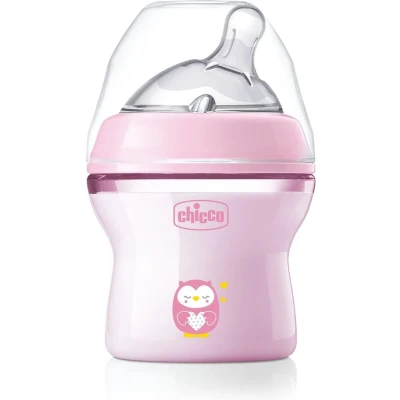 Afbeelding van Chicco Natural Feeling Anticolic fles 0 maanden + 150 ml, met zuiger van zachte en flexibele siliconen, geschikt voor gemengde borstvoeding, langzame doorstroming, kleur roze 0+