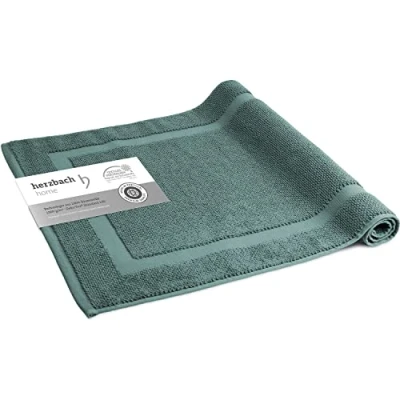 Afbeelding van herzbach home Badmat 100% katoen douchemat 1.000 g/m² absorberend wasbaar (oceaangroen, 60 x 100 cm)