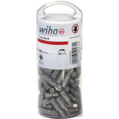 Afbeelding van Wiha Bitset Standard 25 mm Pozidriv (PZ2) 100 delig 1/4 in grootverpak
