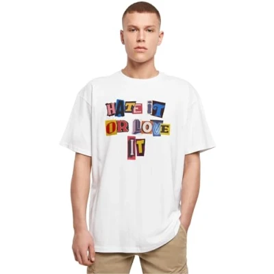 Afbeelding van Upscale by Mister Tee HATE IT OR LOVE Tshirt print, Heren, Maat: Large, White
