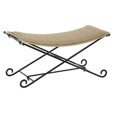 Afbeelding van Kruk DKD Home Decor Zwart Metaal Lichtbruin Rotan (94 x 49 44 cm)