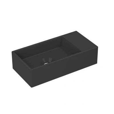Afbeelding van INK Versus Fontein 36x18x9cm wasbak links 0 kraangaten Porselein Mat zwart