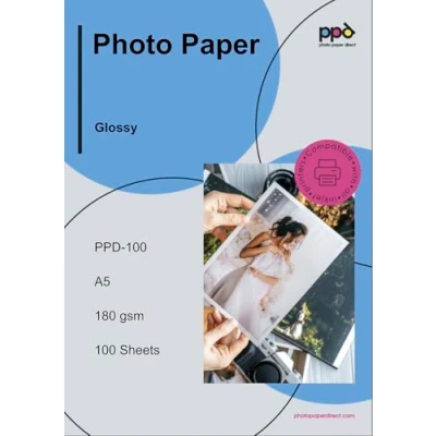 Afbeelding van PPD A5 x 100 vel Inkjet PREMIUM Fotopapier 180 g/m2 Hoogglans, Direct Droog, Waterbestendig Professionele kwaliteit
