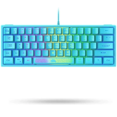 Afbeelding van UK Layout Bedraad Gaming Toetsenbord, 60% Compact 62 Toetsen RGB Mechanisch Gevoel Mini Draagbaar 19 Anti ghosting Ergonomisch Voor PC Laptop Windows ​Computer Gamer and Office, Blauw