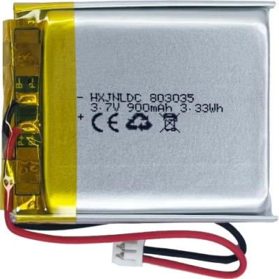 Afbeelding van DC 3.7V 900mAh 803035 oplaadbare lithium polymeerbatterij, geschikt voor doe het zelf 3.7 5V elektronische producten met ingebouwde 2 draads batterijvervanging en LED verlichting