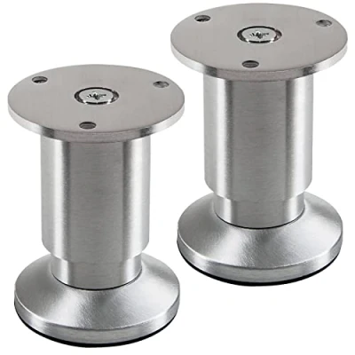 Afbeelding van SOTECH 2 stuks meubelpoten TERRA hoogte 80 mm alu geborsteld verstelbaar tot max. 15 mm, belastbaar 250 kg/elke poot