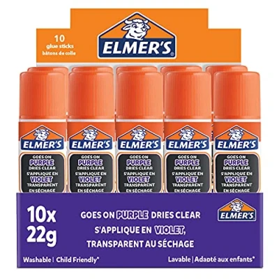 Afbeelding van Elmer&#039;s lijmstiften met verdwijnende paarse lijm Droogt kleurloos op Geweldig voor knutselen en school Uitwasbaar kindvriendelijk 22 g 10 stuks