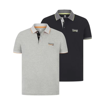 Afbeelding van Jan Vanderstorm Doppelpack Haraldfred Poloshirt, Heren, Maat: Large, Silbergrau schwarz