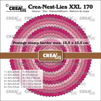 Afbeelding van Crealies Crea Nest Lies XXL Stansen No. 170 Cirkels met Postzegelrand (CLNestXXL170)