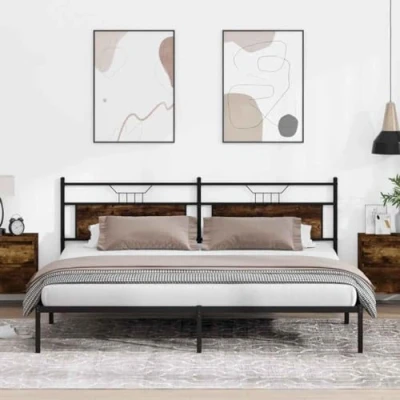 Afbeelding van vidaXL Bedframe zonder matras 193x203 cm spaanplaat gerookt eiken