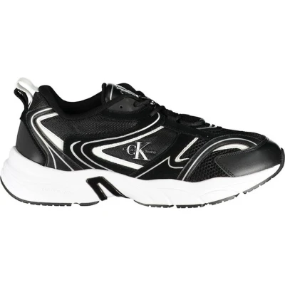 Afbeelding van Calvin Klein Jeans Retro Tennis Sneakers laag, Heren, Maat: 43, Black Imitatieleer/ textiel