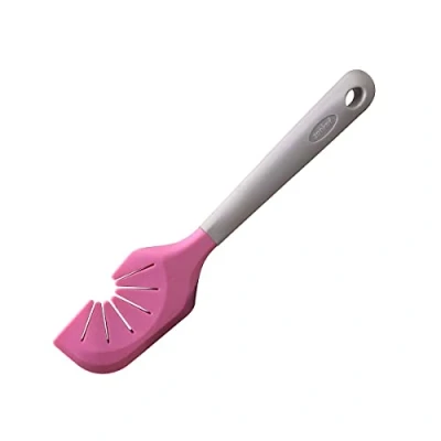 Afbeelding van Zenker 44916 2 in 1 schraper en reinigingsspatel, spatel voor garde, siliconen, nylon, roze, 27 cm